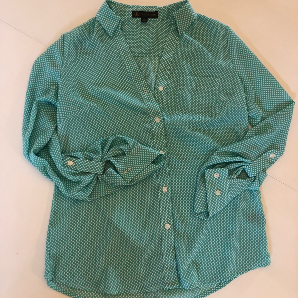 Mint green button down blouse